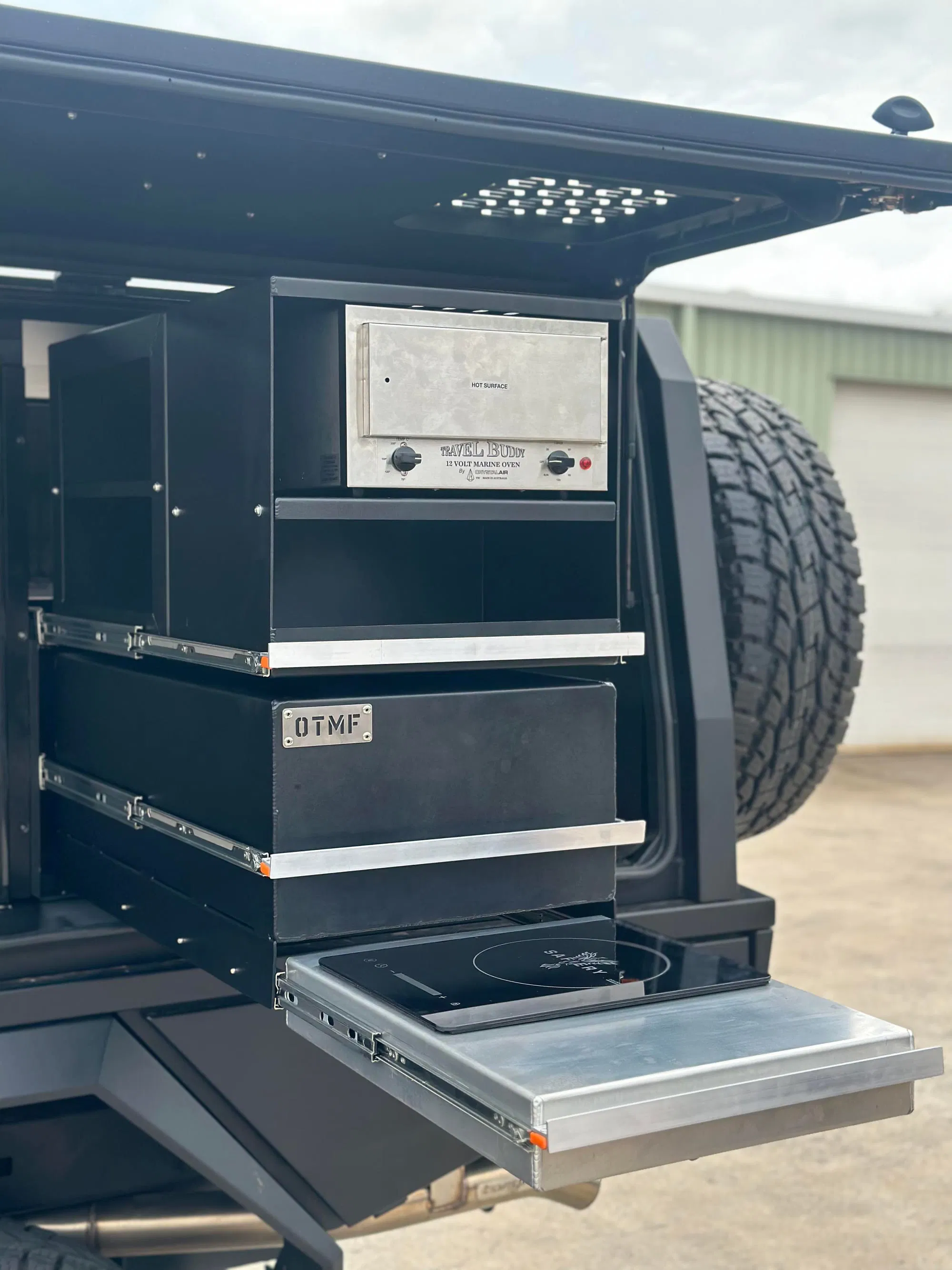 Custom steel drawer system built into a ute canopy by Off Tap Metal